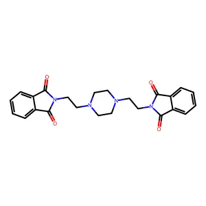 2,2'-(piperazine-1,4-diyldiethane-2,1-diyl)bis(1H-isoindole-1,3(2H)-dione) structure
