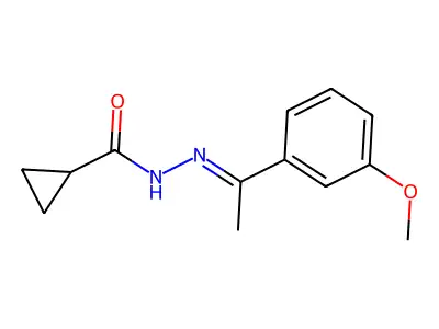 N-[(E)-1-(3-methoxyphenyl)ethylideneamino]cyclopropanecarboxamide structure
