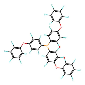 Tris[2,3,5,6-tetrafluoro-4-(2,3,4,5,6-pentafluorophenoxy)phenyl]phosphane structure