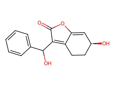 6-Hydroxy-3-(hydroxy(phenyl)methyl)-5,6-dihydrobenzofuran-2(4H)-one structure