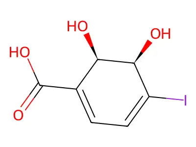 (2R,3R)-1-Carboxy-4-iodo-2,3-dihydroxycyclohexa-4,6-diene structure