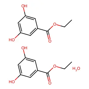 Benzoic acid, 3,5-dihydroxy-, ethyl ester, hemihydrate structure