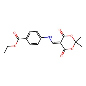 Ethyl 4-(((2,2-dimethyl-4,6-dioxo-1,3-dioxan-5-ylidene)methyl)amino)benzoate structure