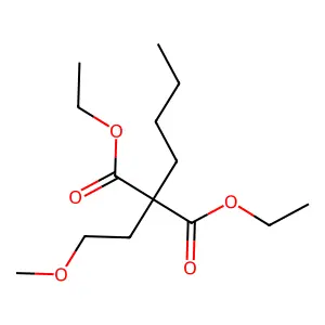 Diethyl butyl(2-methoxyethyl)propanedioate structure