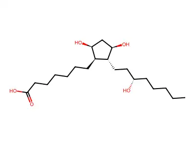 7-[(1R,2R,3R,5S)-3,5-dihydroxy-2-[(3S)-3-hydroxyoctyl]cyclopentyl]heptanoic acid structure