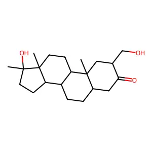17beta-Hydroxy-2alpha-(hydroxymethyl)-17-methyl-5alpha-androstan-3-one structure