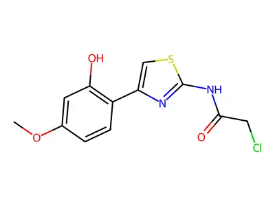 2-chloro-N-[4-(2-hydroxy-4-methoxyphenyl)-1,3-thiazol-2-yl]acetamide structure