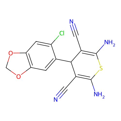 2,6-Diamino-4-(6-chlorobenzo[d][1,3]dioxol-5-yl)-4H-thiopyran-3,5-dicarbonitrile structure