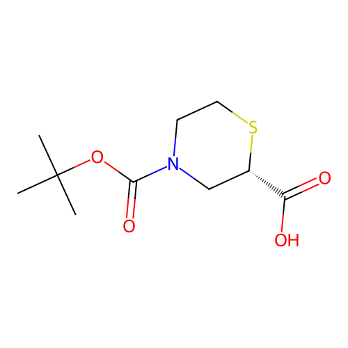(2S)-4-[(2-methylpropan-2-yl)oxycarbonyl]thiomorpholine-2-carboxylic acid structure