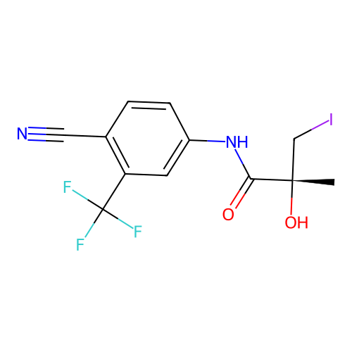 (2R)-N-[4-Cyano-3-(trifluoromethyl)phenyl]-2-hydroxy-3-iodo-2-methylpropanamide structure