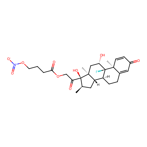 Pregna-1,4-diene-3,20-dione, 9-fluoro-11,17-dihydroxy-16-methyl-21-[4-(nitrooxy)-1-oxobutoxy]-, (11beta,16alpha)- structure