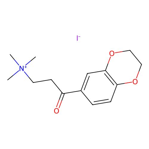 3-(2,3-dihydrobenzo[b][1,4]dioxin-6-yl)-N,N,N-trimethyl-3-oxopropan-1-aminium iodide structure
