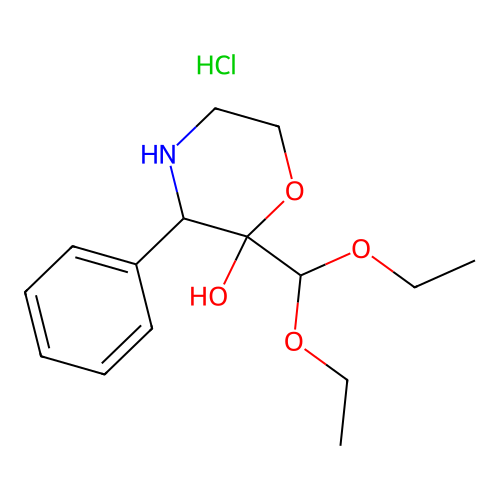 2-(Diethoxymethyl)-3-phenylmorpholin-2-ol;hydrochloride structure