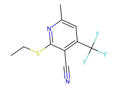 2-(Ethylsulfanyl)-6-methyl-4-(trifluoromethyl)pyridine-3-carbonitrile structure