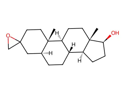 Spiro-3-oxiranylandrostan-17-ol structure