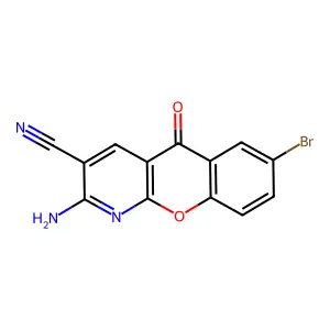 2-Amino-7-bromo-5-oxo-5H-(1)benzopyrano(2,3-b)pyridine-3-carbonitrile structure