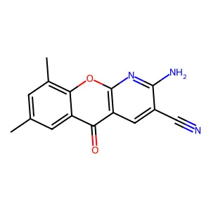 2-Amino-7,9-dimethyl-5-oxo-5H-(1)benzopyrano(2,3-b)pyridine-3-carbonitrile structure