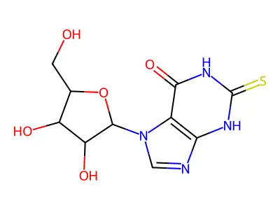 7-[3,4-dihydroxy-5-(hydroxymethyl)oxolan-2-yl]-2-sulfanylidene-3H-purin-6-one structure