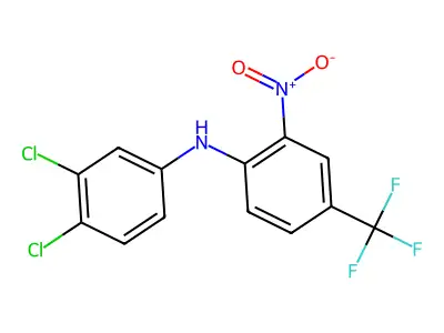 N-(3,4-dichlorophenyl)-2-nitro-4-(trifluoromethyl)aniline structure