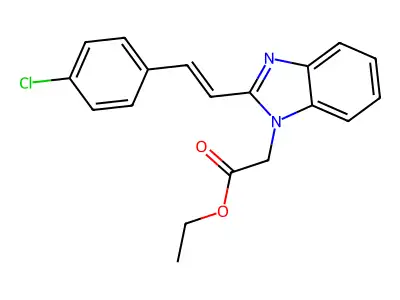 Ethyl 2-[2-[2-(4-chlorophenyl)ethenyl]benzimidazol-1-yl]acetate structure