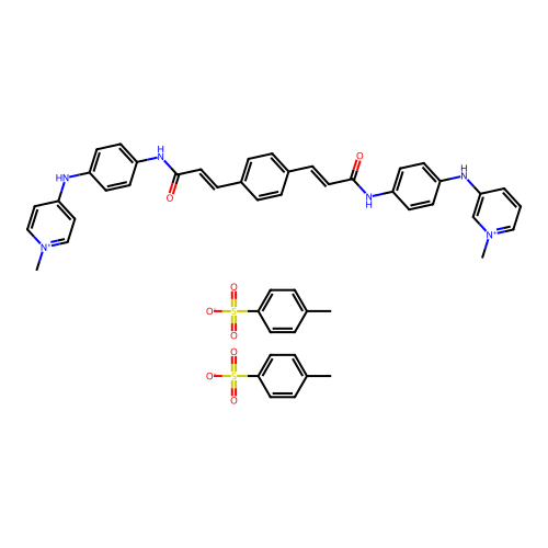 Pyridinium, 4,4'-(p-phenylenebis(acryloylimino-p-phenyleneimino))bis(1-methyl-, di-p-toluenesulfonate structure