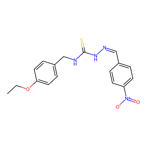 (2Z)-N-(4-ethoxybenzyl)-2-(4-nitrobenzylidene)hydrazinecarbothioamide structure