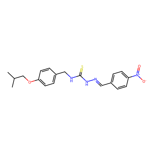 (2E)-N-[4-(2-methylpropoxy)benzyl]-2-(4-nitrobenzylidene)hydrazinecarbothioamide structure