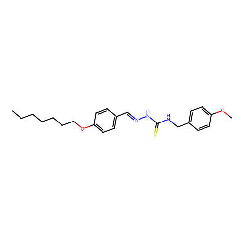 (2E)-2-[4-(heptyloxy)benzylidene]-N-(4-methoxybenzyl)hydrazinecarbothioamide structure