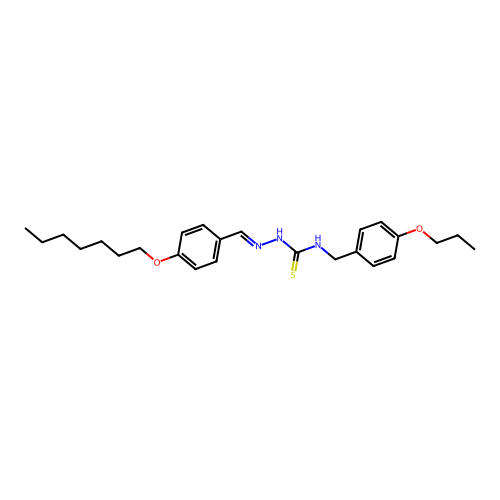 (2E)-2-[4-(heptyloxy)benzylidene]-N-(4-propoxybenzyl)hydrazinecarbothioamide structure