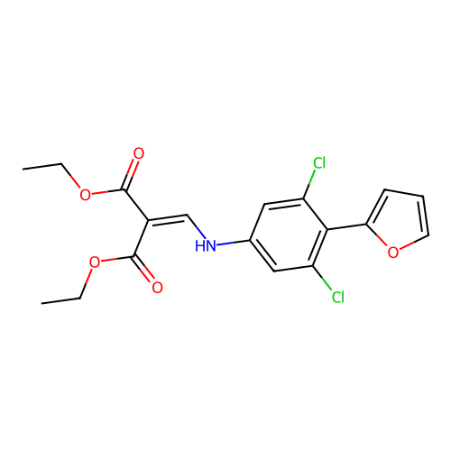 Diethyl {[3,5-dichloro-4-(furan-2-yl)anilino]methylidene}propanedioate structure