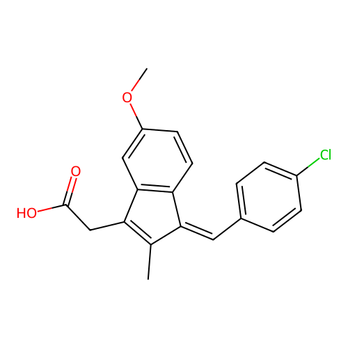 1-(4-Chlorobenzylidine)-5-methoxy-2-methyl-3-indeneacetic acid structure
