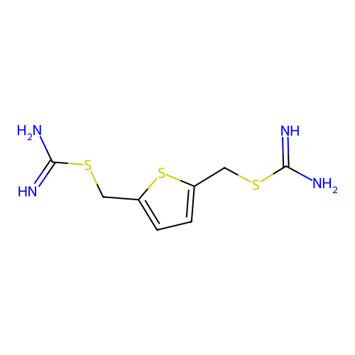 [5-(Carbamimidoylsulfanylmethyl)thiophen-2-yl]methyl carbamimidothioate structure