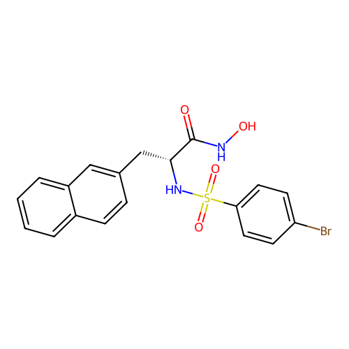 (2R)-2-[(4-bromophenyl)sulfonylamino]-N-hydroxy-3-naphthalen-2-yl-propanamide structure