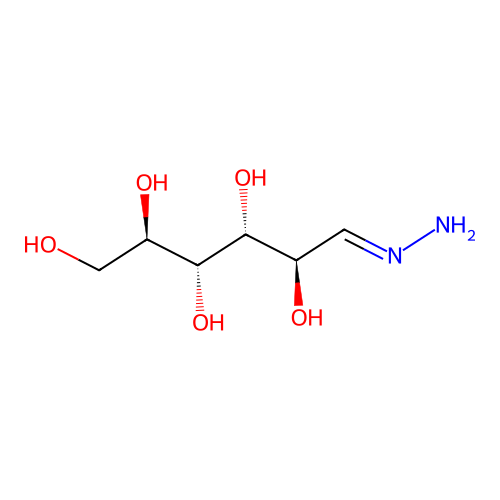 (2R,3R,4R,5R,6E)-6-hydrazinylidenehexane-1,2,3,4,5-pentol structure