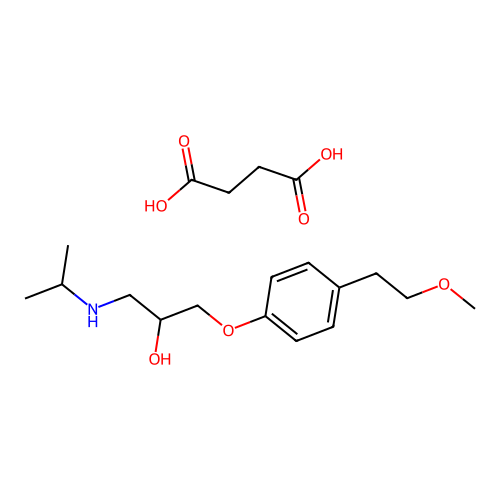 Butanedioic acid; 1-[4-(2-methoxyethyl)phenoxy]-3-(propan-2-ylamino)-2-propanol structure