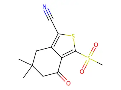 1-Cyano-6,6-dimethyl-3-methanesulphonyl-4,5,6,7-tetrahydrobenzo[c]thiophen-4-one structure