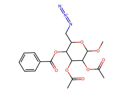 Methyl 2,3-di-O-acetyl-6-azido-4-O-benzoyl-6-deoxyhexopyranoside structure