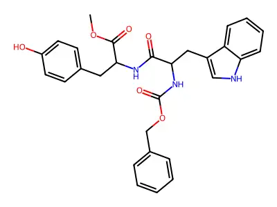 Carbobenzyloxytryptophyltyrosine methyl ester structure