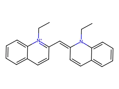 Quinolinium, 1-ethyl-2-[(1-ethyl-2(1H)-quinolinylidene)methyl]-, iodide structure