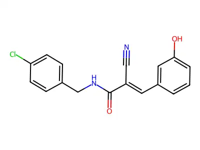 N-[(4-chlorophenyl)methyl]-2-cyano-3-(3-hydroxyphenyl)prop-2-enamide structure