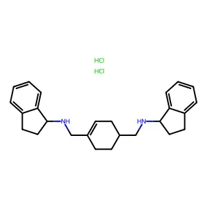 1,4-Cyclohexenebis(methylamine), N,N'-bis(1-indanyl)-, dihydrochloride structure
