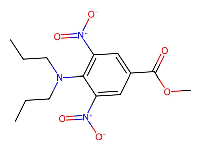 Benzoic acid, 3,5-dinitro-4-(dipropylamino)-, methyl ester structure