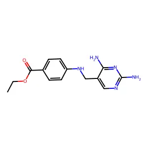 Ethyl 4-{[(2,4-diaminopyrimidin-5-yl)methyl]amino}benzoate structure