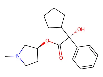(S)-1-methylpyrrolidin-3-yl (R)-2-cyclopentyl-2-hydroxy-2-phenylacetate structure