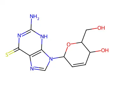 2-amino-9-[3-hydroxy-2-(hydroxymethyl)-3,6-dihydro-2H-pyran-6-yl]-3H-purine-6-thione structure