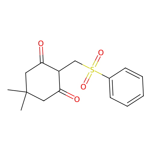 5,5-Dimethyl-2-((phenylsulfonyl)methyl)cyclohexane-1,3-dione structure