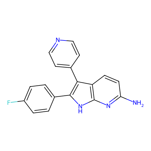 6-Amino-3-(pyridin-4-yl)-2-(4-fluorophenyl)-7-azaindole structure