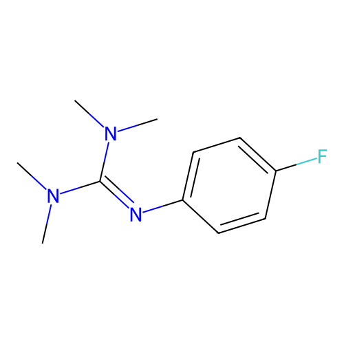 N''-(4-fluoro-phenyl)-N,N,N',N'-tetramethyl-guanidine structure