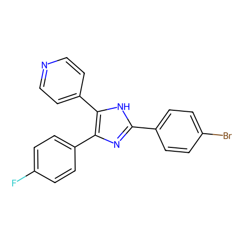 4-[2-(4-bromophenyl)-4-(4-fluorophenyl)-1H-imidazol-5-yl]pyridine structure