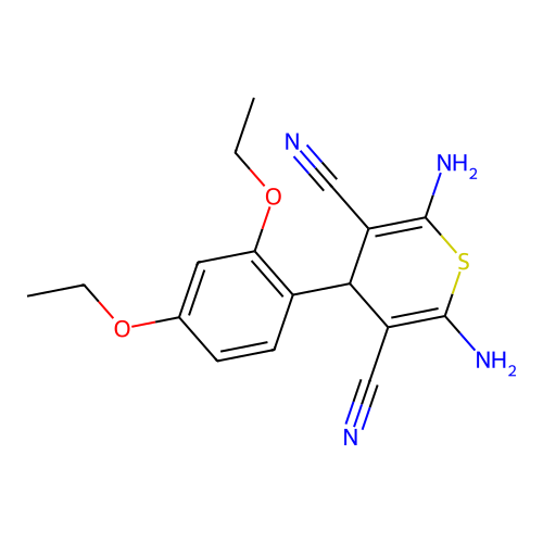2,6-diamino-4-(2,4-diethoxyphenyl)-4H-thiopyran-3,5-dicarbonitrile structure